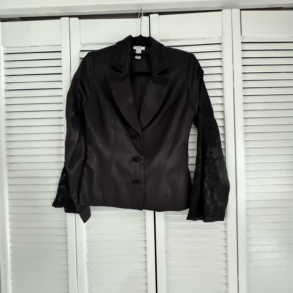 Cach , Set Black Jacket With Pants Size 4 Satin M… - image 8